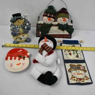 5 Piece Snowman Decor Lot
