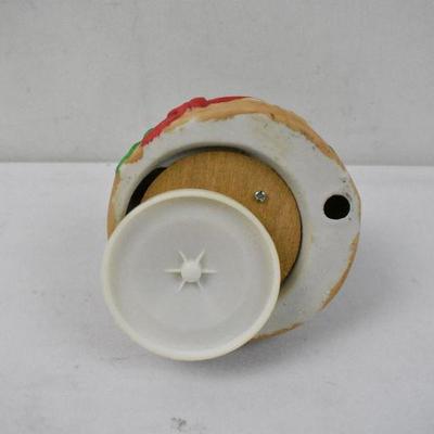 Ceramic Teddy Bear Music Box "We Wish You a Merry Christmas" - Tested, Works