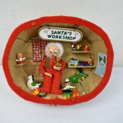 Santa's Workshop Scene Decor, Homemade out of Basket