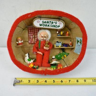 Santa's Workshop Scene Decor, Homemade out of Basket