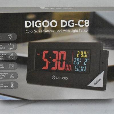 Colorful Alarm Clock w/ Light Sensor, Thermometer Display, & Snooze - New