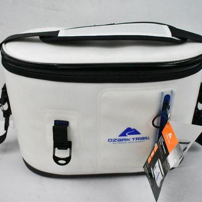 Ozark Trail 12-Can Premium Cooler, White with Shoulder Strap - New