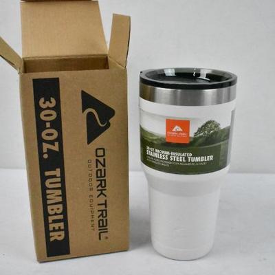 Ozark Trail 30-Ounce Double-wall, Sealed Stainless Steel Tumbler, White - New