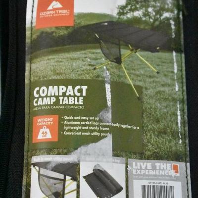 Ozark Trail Compact Camp Table, Black - New