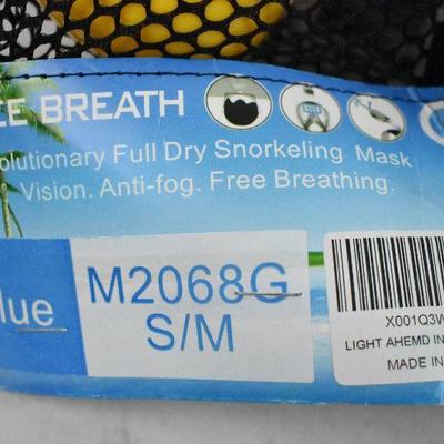 Snorkeling Mask, Blue, Size S/M - New