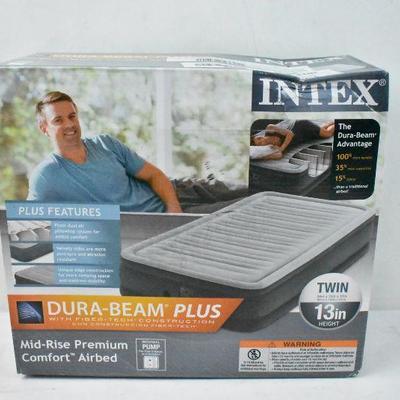 Intex Mid-Rise Premium Comfort Airbed, Dura-Beam Plus, Twin Size - New