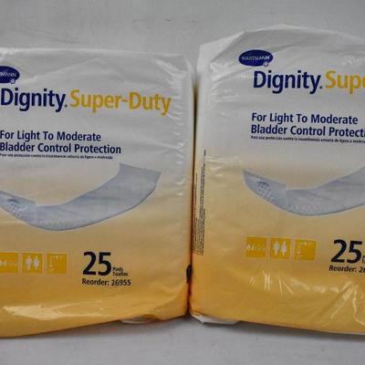 Dignity Super-Duty Bladder Control Protection, 2 Packages, 50 Pads Total - New