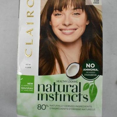 3 Boxes Hair Color: Clairol Natural Instincts 6W Light Brown - New, Damaged Box