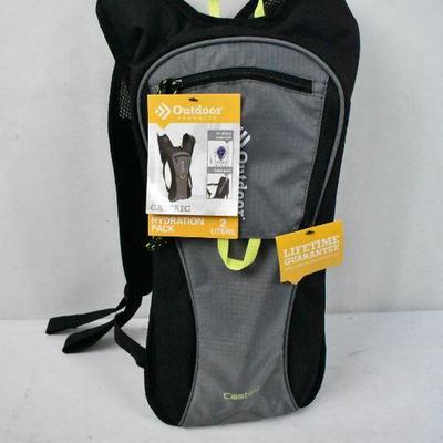 Outdoor Products Castaic Hydration Pack, 2 Liters Gray, Black & Lime Green - New