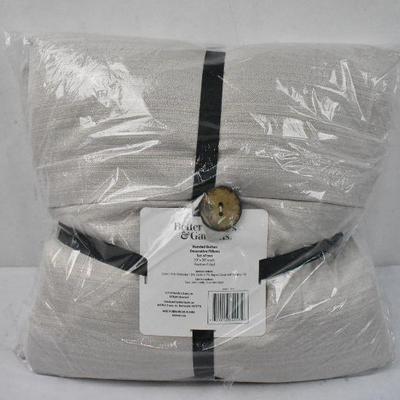2x BH&G Banded Button Decorative Pillows, Feather Filled 20x20