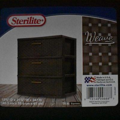 Sterilite 3 Drawer Espresso Weave Storage, 15