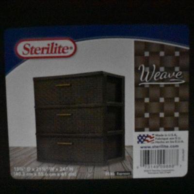 Sterilite 3 Drawer Espresso Weave Storage, 15