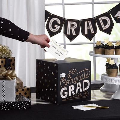 Hallmark Graduation Party Kit, Black and Gold - New, Open Box