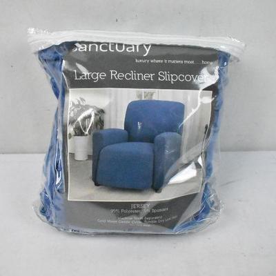 Large Recliner Slipcover, Jersey Blue - New, Open Box