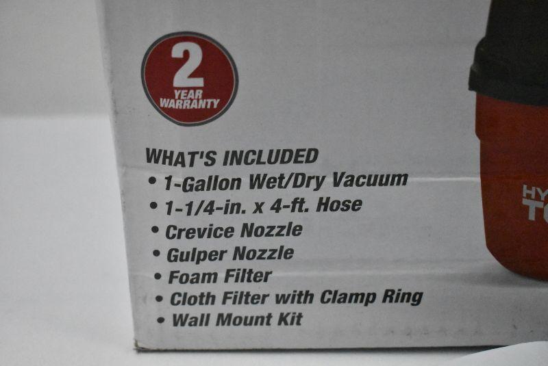 Hyper Tough 1 Gallon 1.5 Peak HP Wet/Dry Vacuum New, Open Box