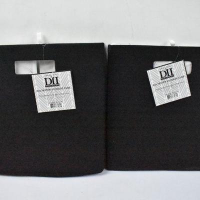 2 Fabric Storage Bins: Black w/ White Inside 13