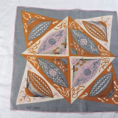 Lot 29 Vintage Tammis Keefe Linen Handkerchief-Dirigible