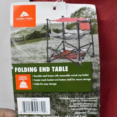 Ozark Trail Folding End Table, Red - New