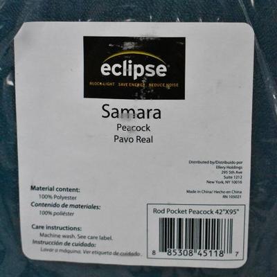 Pair of Eclipse Samara Blackout Curtain Panels, Peacock 42x95