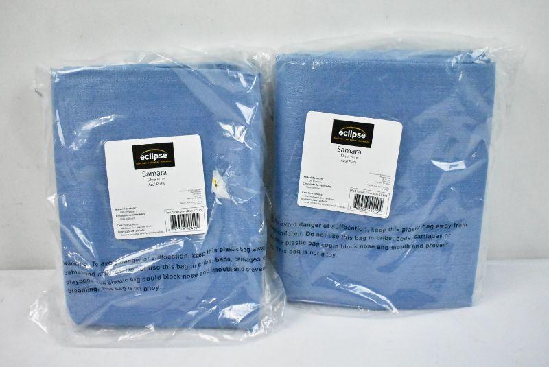 Pair Of Eclipse Samara Blackout Curtain Panels Silver Blue 42x95