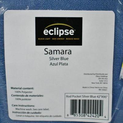 Pair of Eclipse Samara Blackout Curtain Panels, Silver Blue, 42x95