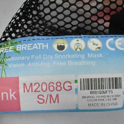 HYDRO-SWIM SeaClear Snorkeling Mask, Pink, Size S/M - New