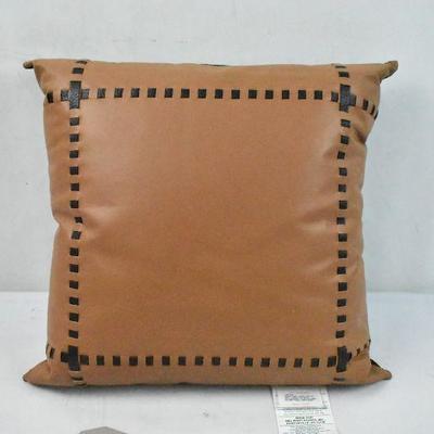 MoDRN Industrial Cow Leather Decorative Throw Pillow, 16