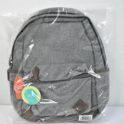 Wonder Nation Grey Backpack with Brown Accents with Adjustable Straps - New