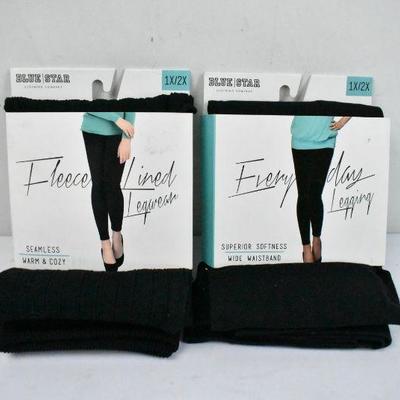 Blue Star Leggings: Everyday Leggings 1X/2X and Fleece Lined Legwear - New