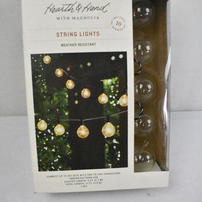 Hearth & Hand w/ Magnolia String Lights, Weather Resistant, 10 Lights, 11' - New