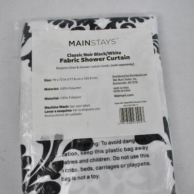 Shower Curtain Lot: Fabric Shower Curtain, Shower Liner & 12 Curtain Hooks