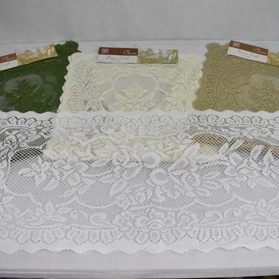 4 Lace Dresser Scarves: Green/Cream/Tan/White 16