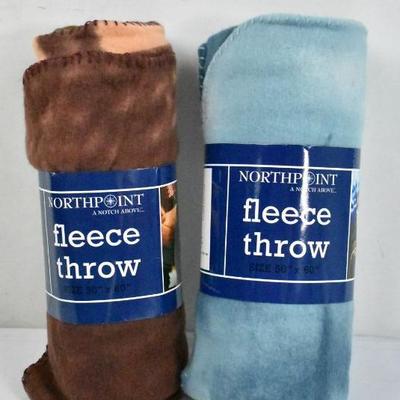 2 Fleece Throws by Northpoint: 1 Puppy & 1 Cougar: 50