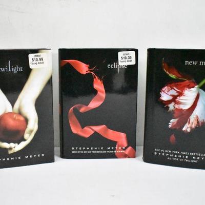 3 Hardcover Books by Stephenie Meyer: Twilight, Eclipse, & New Moon - New