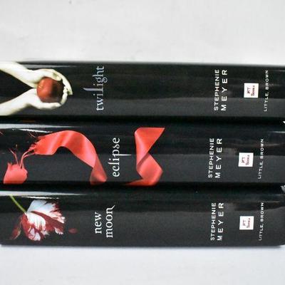 3 Hardcover Books by Stephenie Meyer: Twilight, Eclipse, & New Moon - New