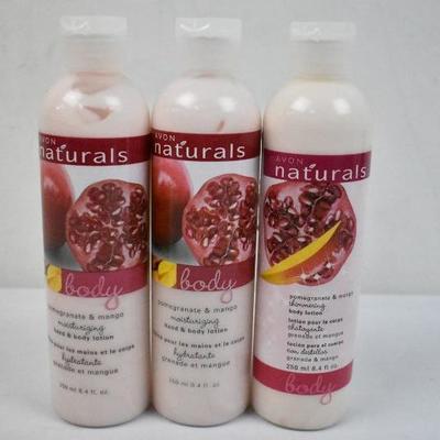 3 Piece Avon Naturals Pomegranate & Mango: 2 Lotions & 1 Shimmering Lotion - New