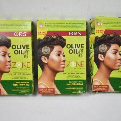 3 ORS Oil Zone Relaxers, No-Lye Hair Relaxer, Zone Relaxer - New
