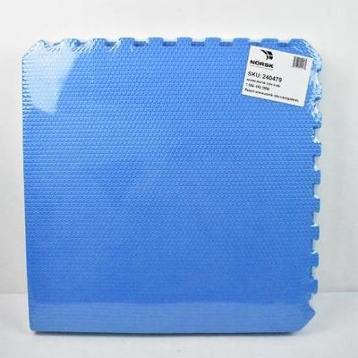 Norsk 16 Square Feet Interlocking Foam Floor Mat, 4-Pack, Reversible Blue - New
