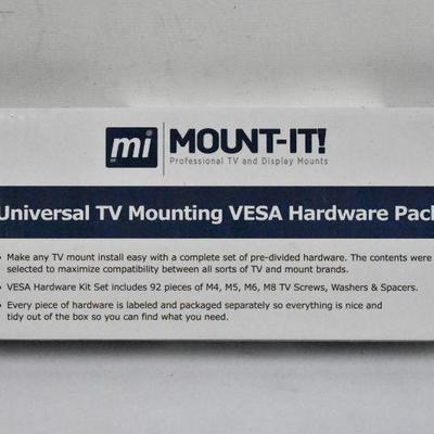 Mount-It! TV Mount Hardware Kit, Universal Wall Mount Screws Washers Bolts - New
