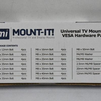 Mount-It! TV Mount Hardware Kit, Universal Wall Mount Screws Washers Bolts - New
