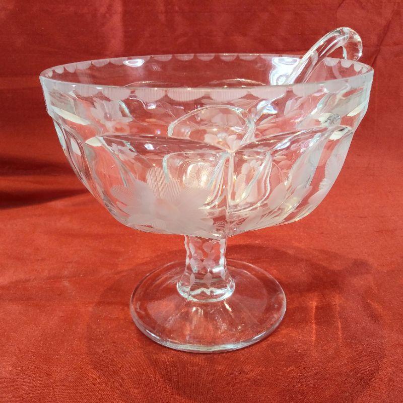 Antique Etched Sauce Boat with Ladle