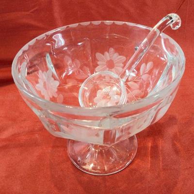 Antique Etched Sauce Boat with Ladle