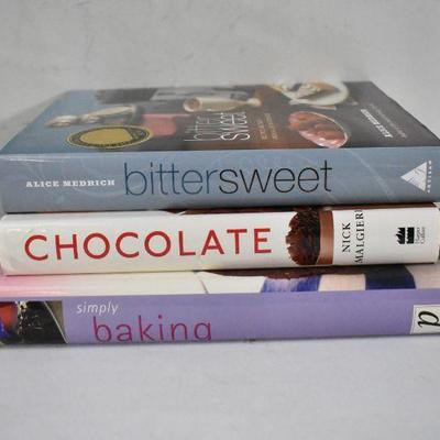 3 Hardcover Cookbooks: Bittersweet, Chocolate, Simply Baking