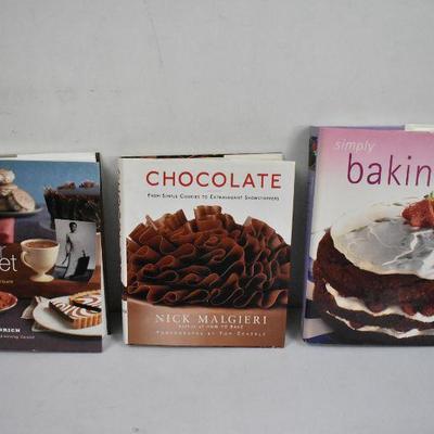 3 Hardcover Cookbooks: Bittersweet, Chocolate, Simply Baking