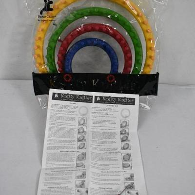 Knifty Knitters Knitting Set with 4 Pegged Looms & 1 Pick