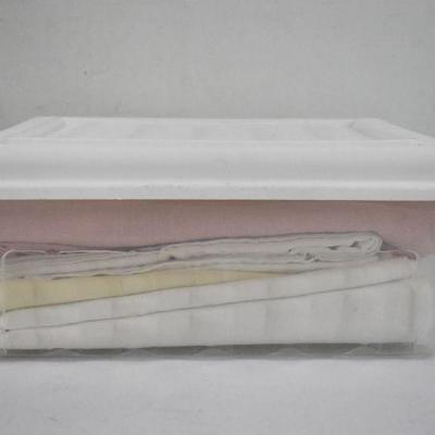4 Tablecloths: Pink, White, Cream, and White