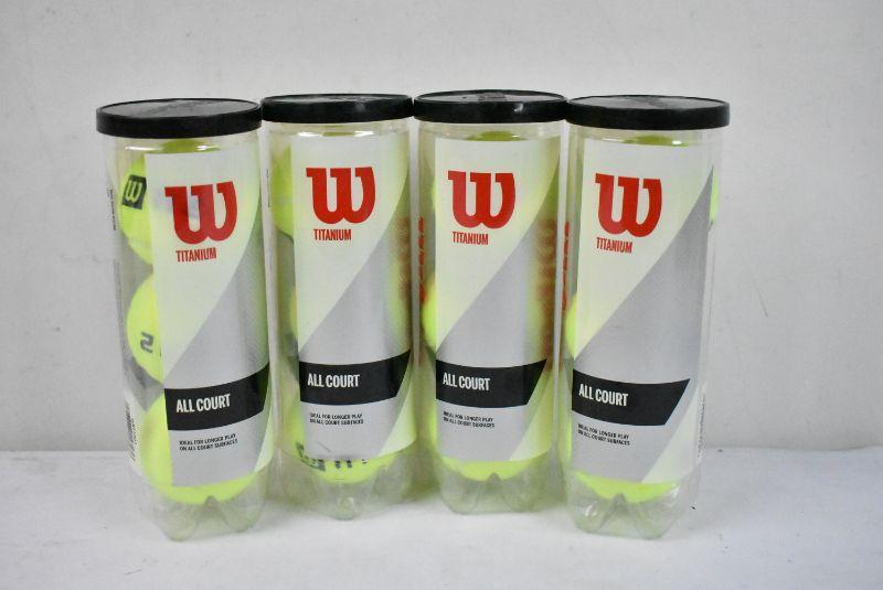 Wilson Titanium 3 Tennis Balls, 4 Cans, 3 Balls each New
