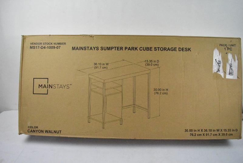 Mainstays Sumpter Park Cube Storage Desk, Black Finish "Canyon Walnut