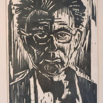 Werner Drewes Self Portrait Woodcut Signed Numbered