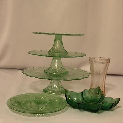 Lot 70- Green Glass & more